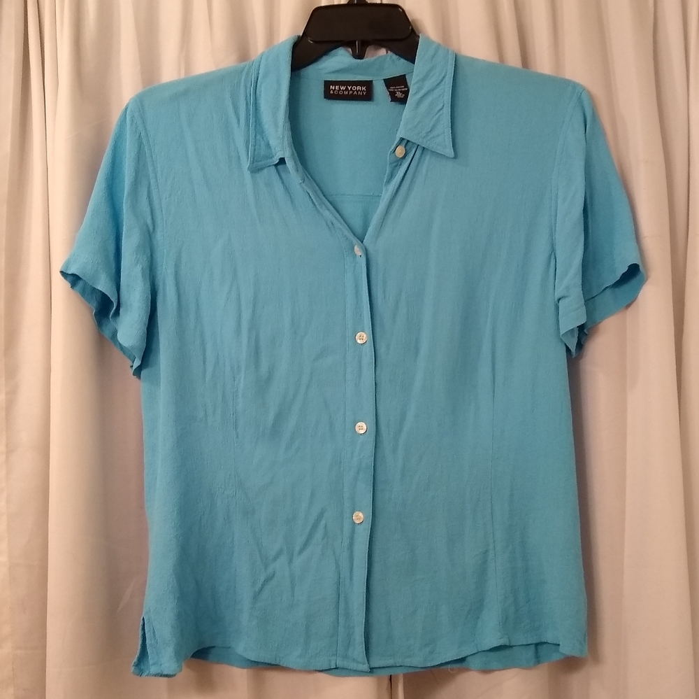 New York and Company Retro Blue Button Down